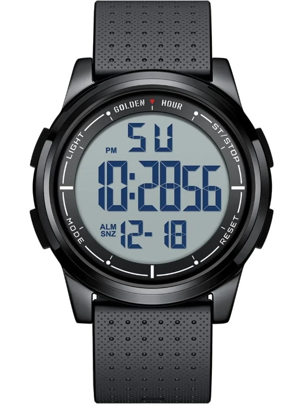 Men's Black Rubber Strap Ultra-Thin Minimalist Sport Waterproof Digital Watch